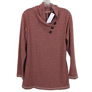 Soft Surroundings long sleeve Brinley brick colored cowl neck buttons tunic‎ S